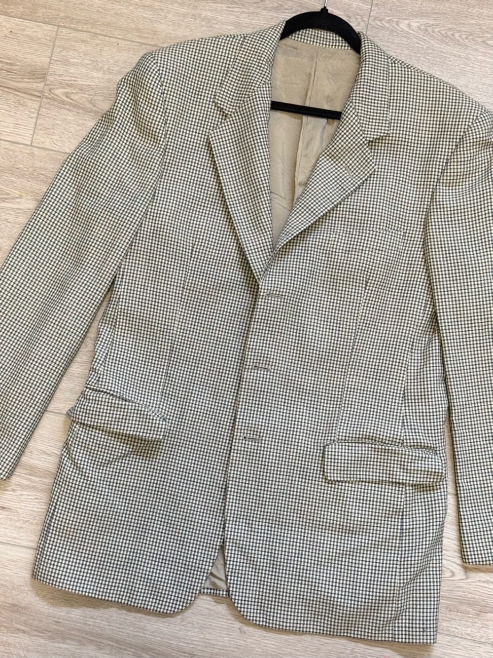 Valentino Uomo 90s’Vintage Houndstooth Men 40 Long Sport Blazer Pure Virgin Wool